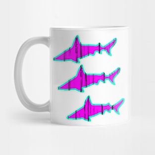 Retro Sharks 80s Funky Video Game Graphics Mug